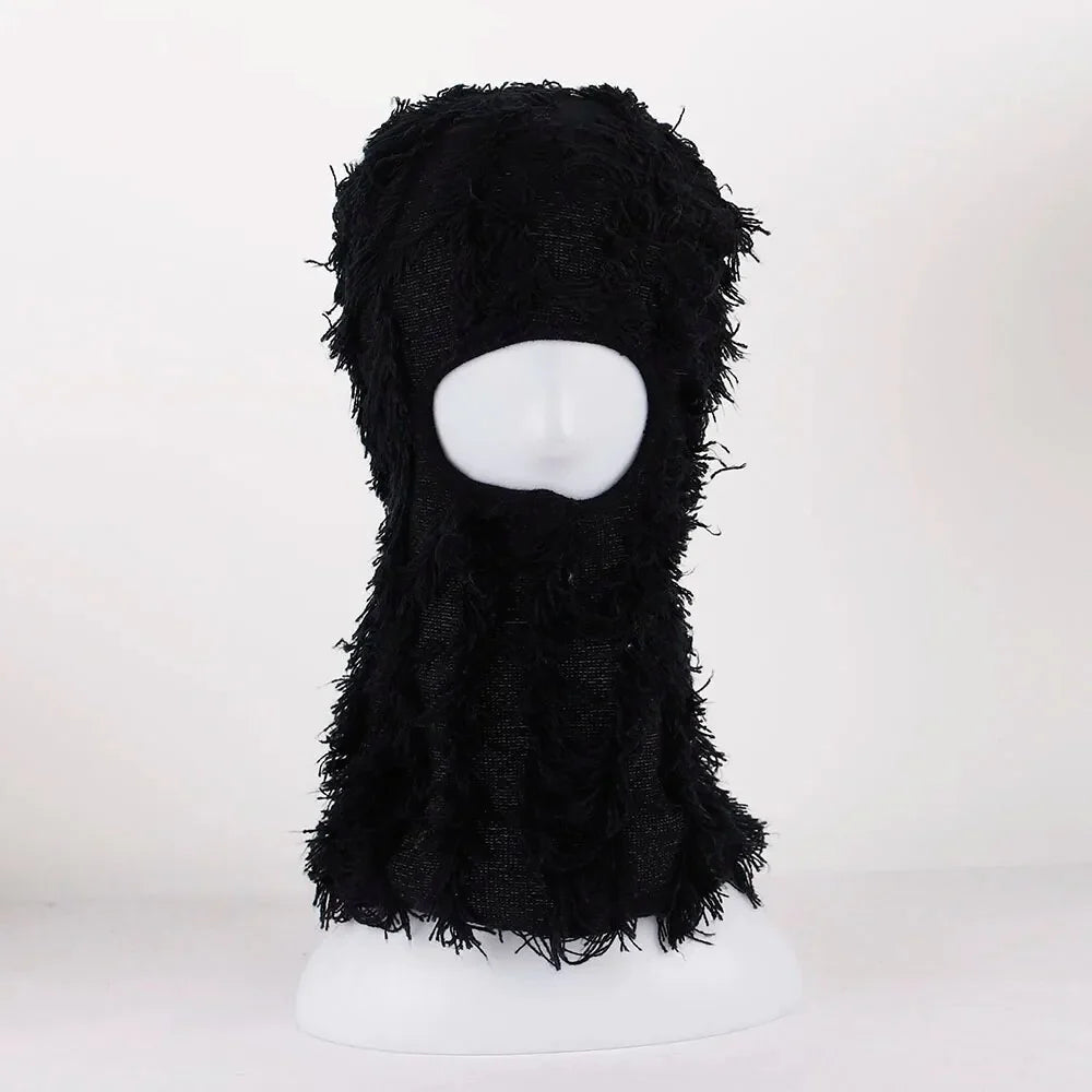BLACK DISTRESSED BALACLAVA | FARGO - BLACK / 38CM x 22CM / DACRON - SHIESTY MASK