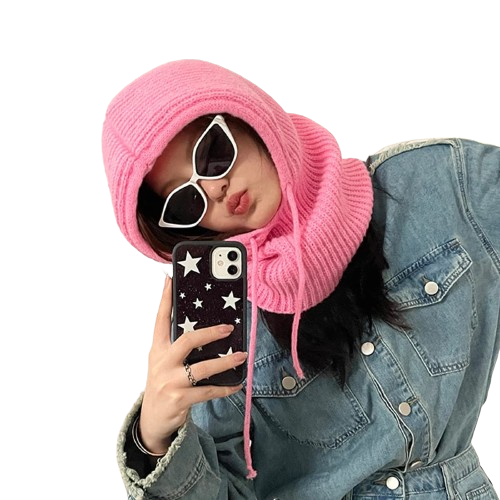 CUTE KNIT BALACLAVA | EUGENE - PINK / 27 CM x 48 CM x 30 CM / POLYESTER & COTTON - BALACLAVA